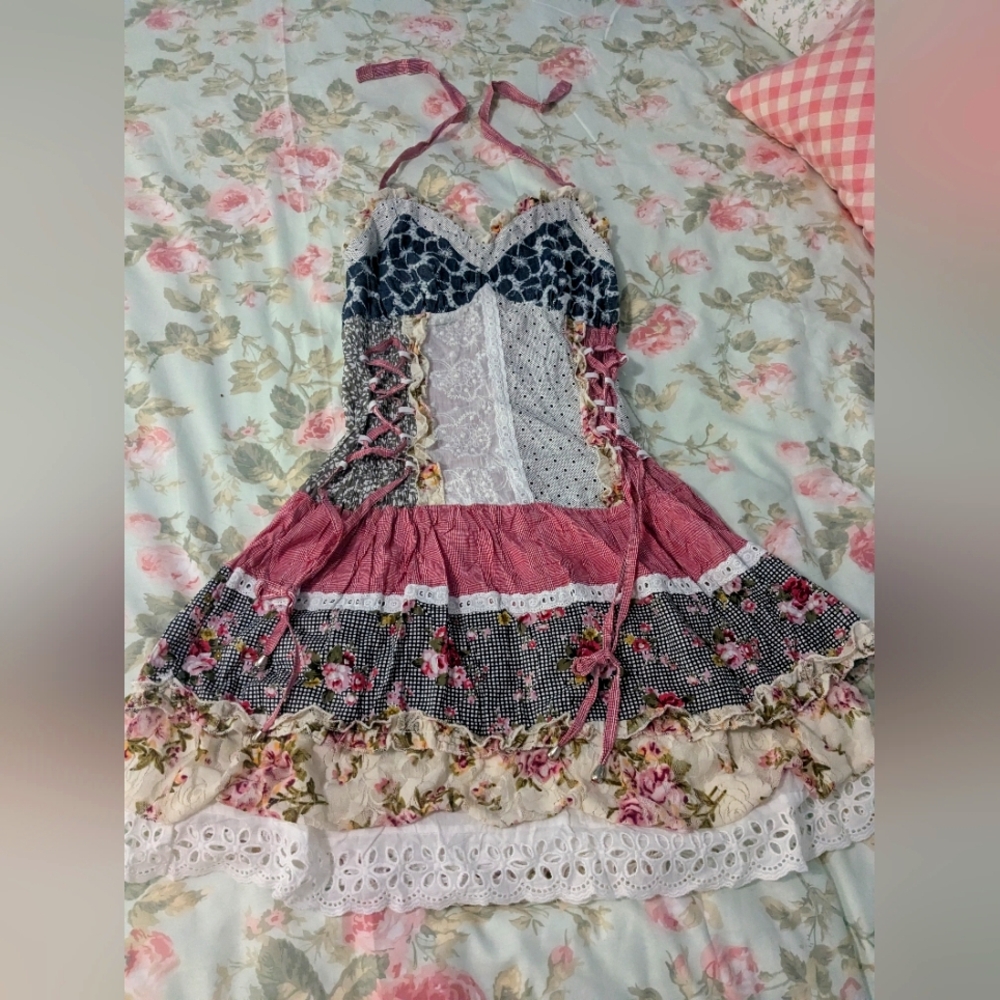 Charming Pink and Black Summer Boho Dress